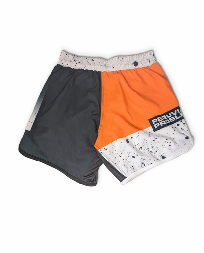 BLACK WHITE AND ORANGE PERUVIAN PROBLEM SHORTS