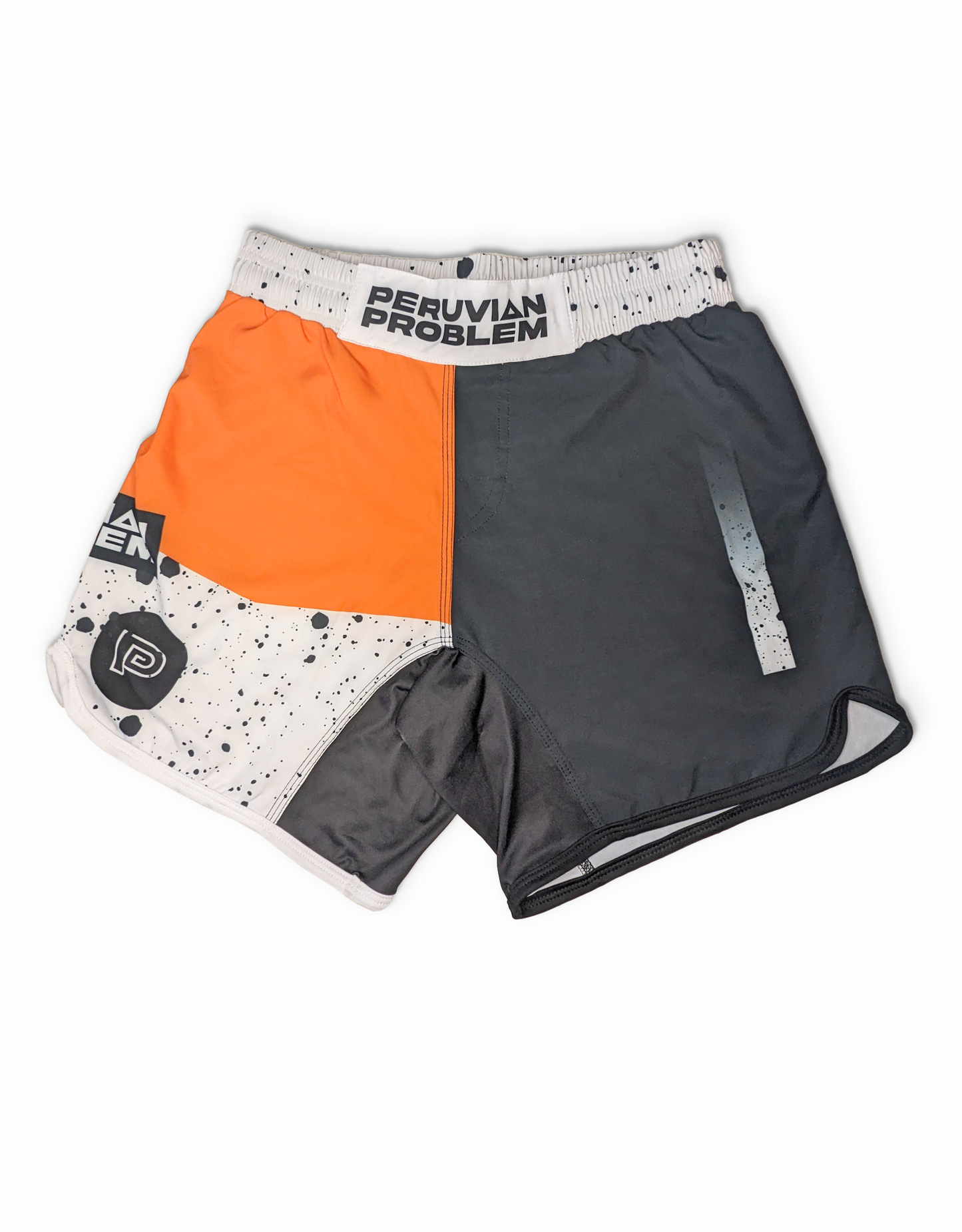 BLACK WHITE AND ORANGE PERUVIAN PROBLEM SHORTS