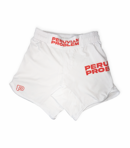 WHITE WITH RED PERUVIAN PROBLEM SHORTS