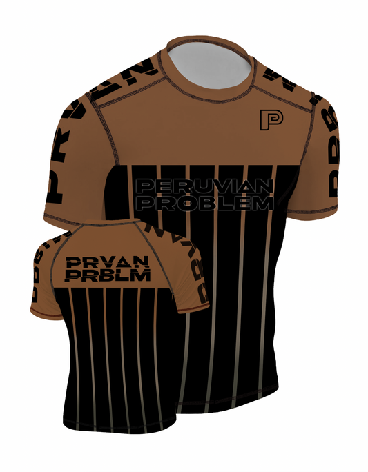 BROWN RANK PERUVIAN PROBLEM RASH GUARD