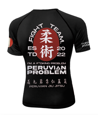 BLACK PERUVIAN PROBLEM FIGHT TEAM SHORT SLEEVE RASH GUARD